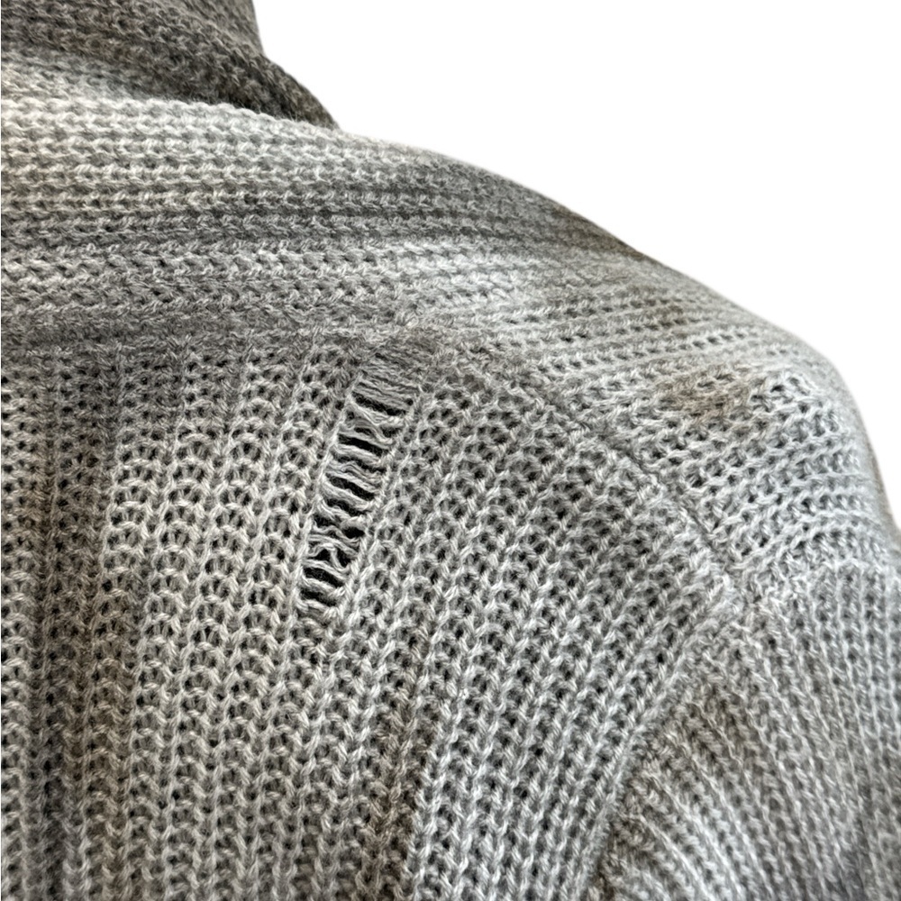 Gray Grommet Open Front Cardigan | Asymmetrical Knit Sweater Boho Style - Picture 9 of 11